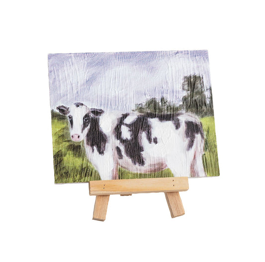 Cow Canvas Easel Set