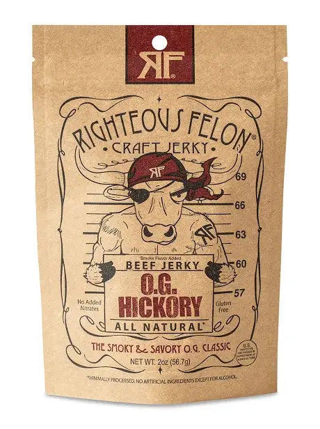 Righteous Felon Craft Jerky | OG Hickory Beef Jerky, 2oz
