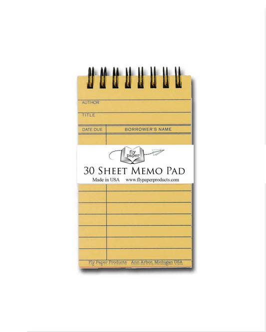 Fly Paper Products | Vintage Library Card Memo Pad, yellow