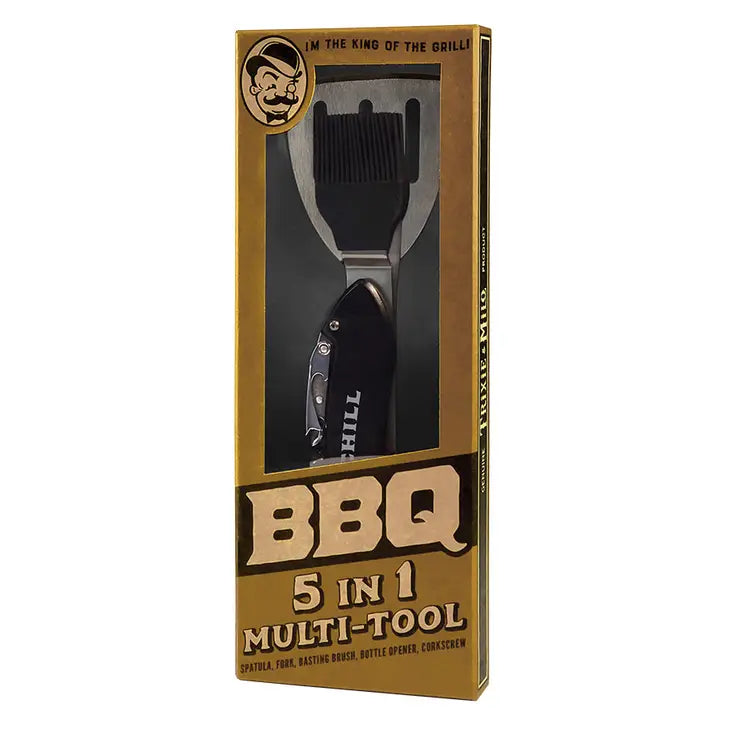 5-in-1 BBQ Tool | Spatula, Fork, Basting Brush, Bottle Opener, Corkscrew