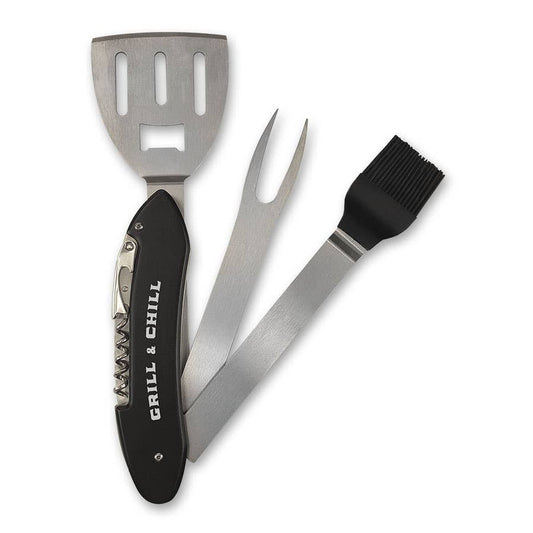 5-in-1 BBQ Tool | Spatula, Fork, Basting Brush, Bottle Opener, Corkscrew