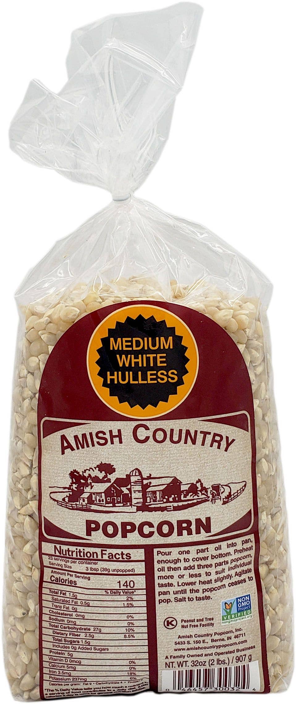 Amish Country Popcorn | 2lb Bag of Medium White Popcorn